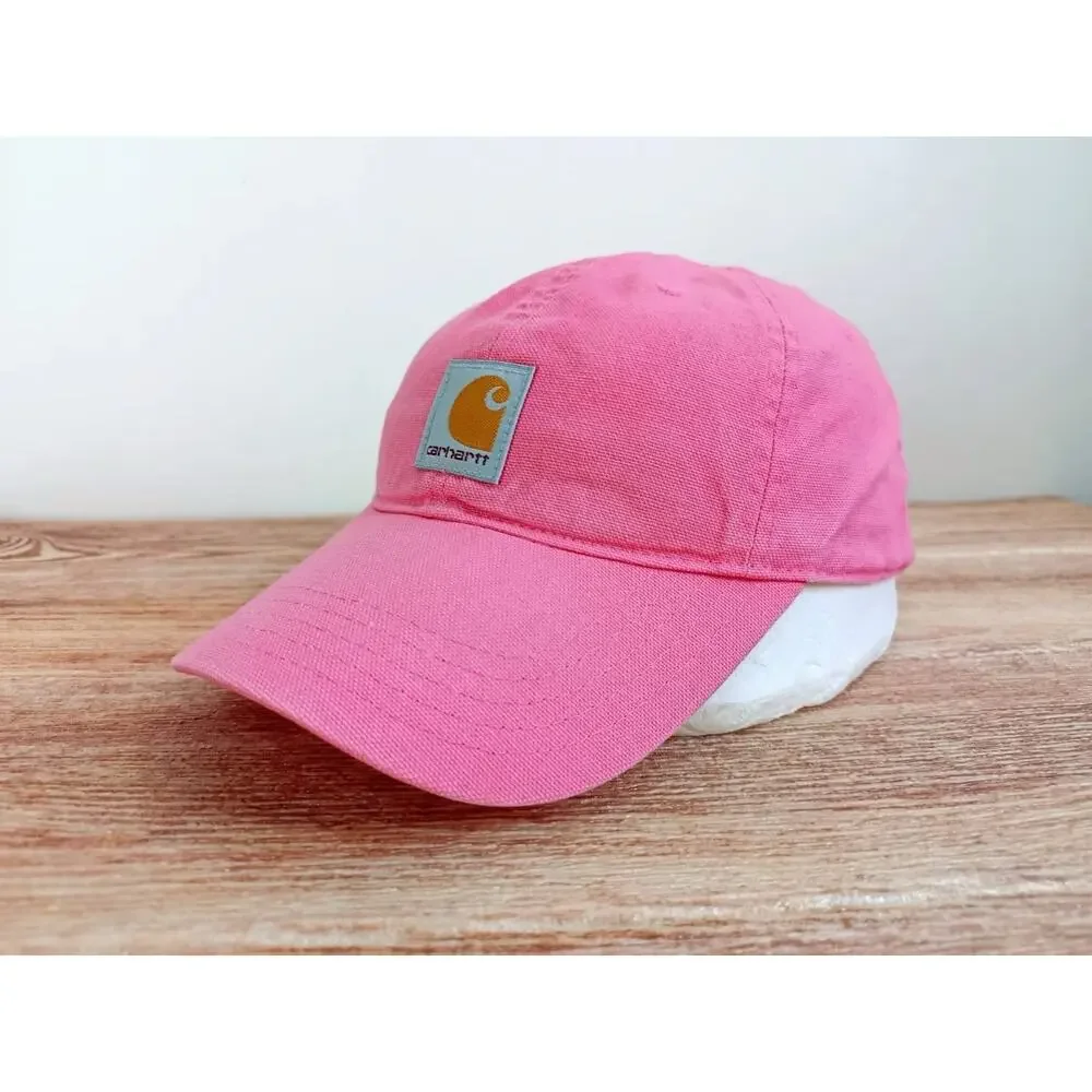 Carhartt Canvas Trucker Hat One Size Youth Pink Logo Strap Back
